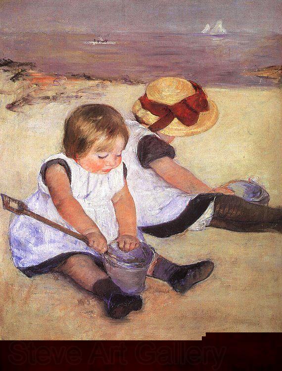 Mary Cassatt Children Playing on the Beach France oil painting art